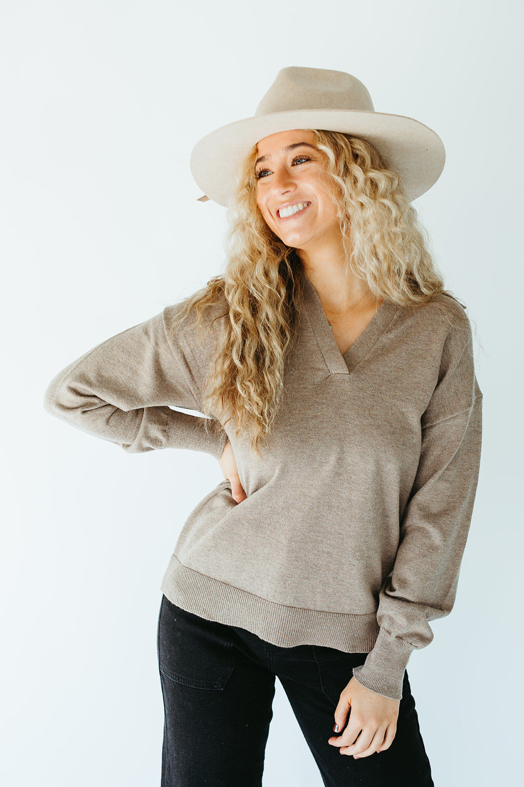 brown_collared_v_neck_knit_top_long_sleeve_womens