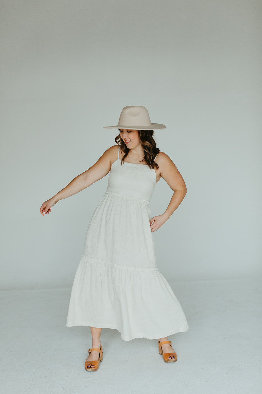 cream_spaghetti_strap_tiered_empire_waist_midi_dress