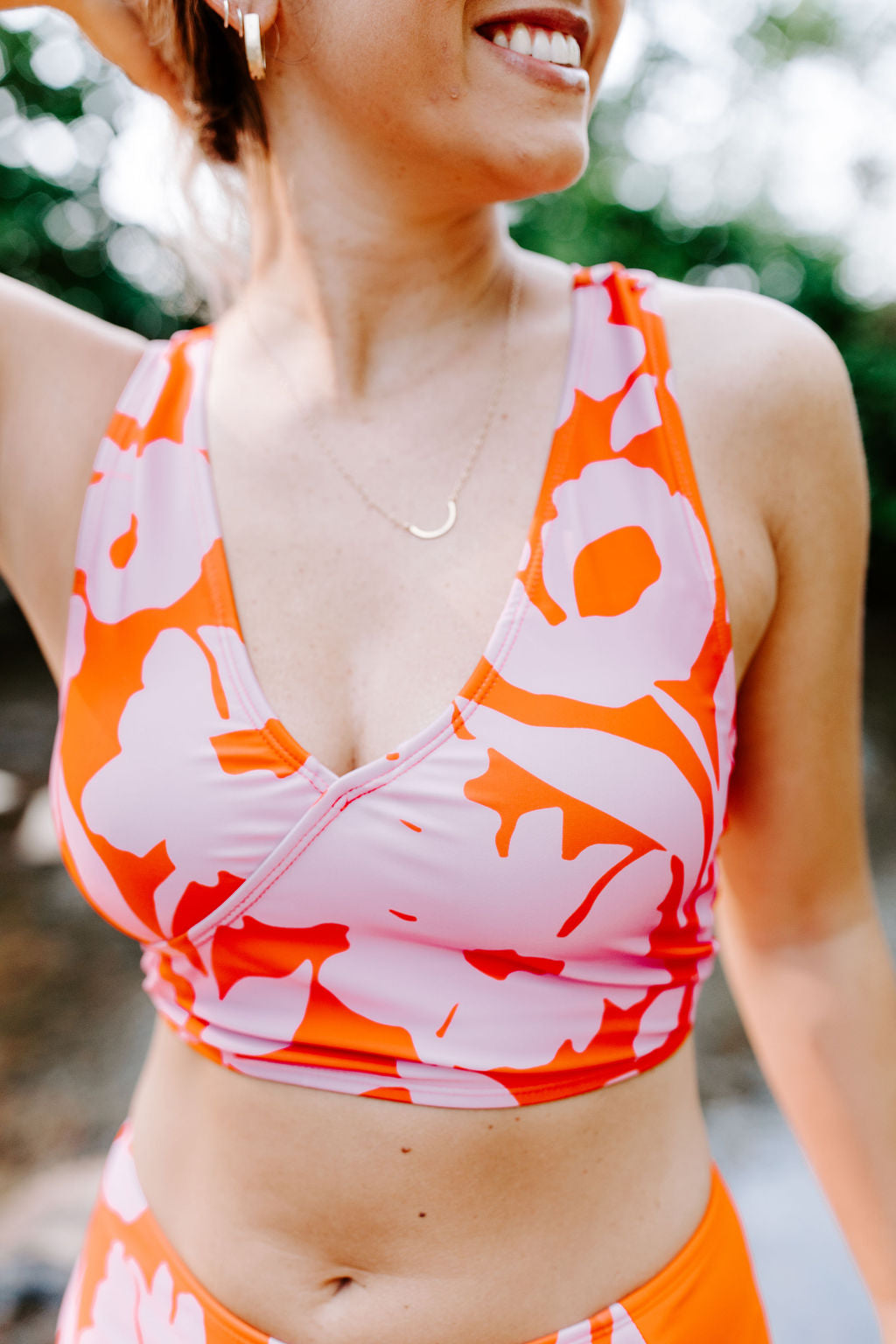 pink_orange_v_neck_switch_back_swim_top
