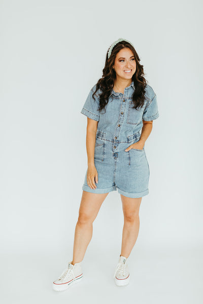 Torrence Denim Romper – August Cloth