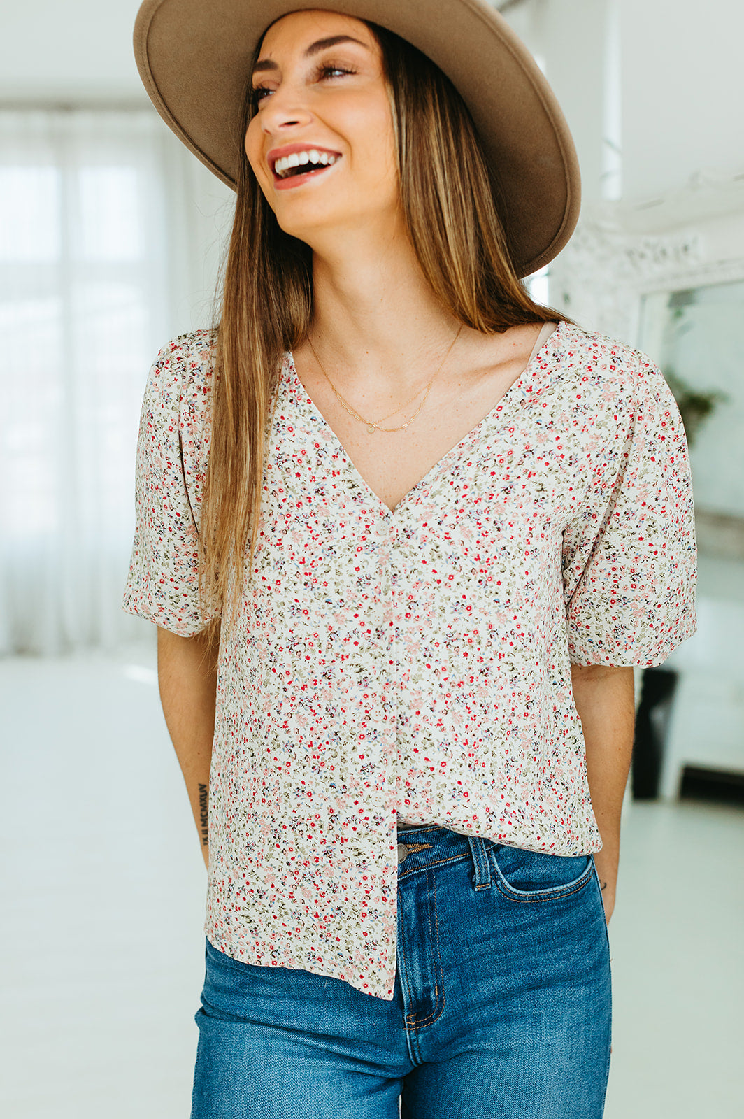 ivory_floral_short_sleeve_button_up_top