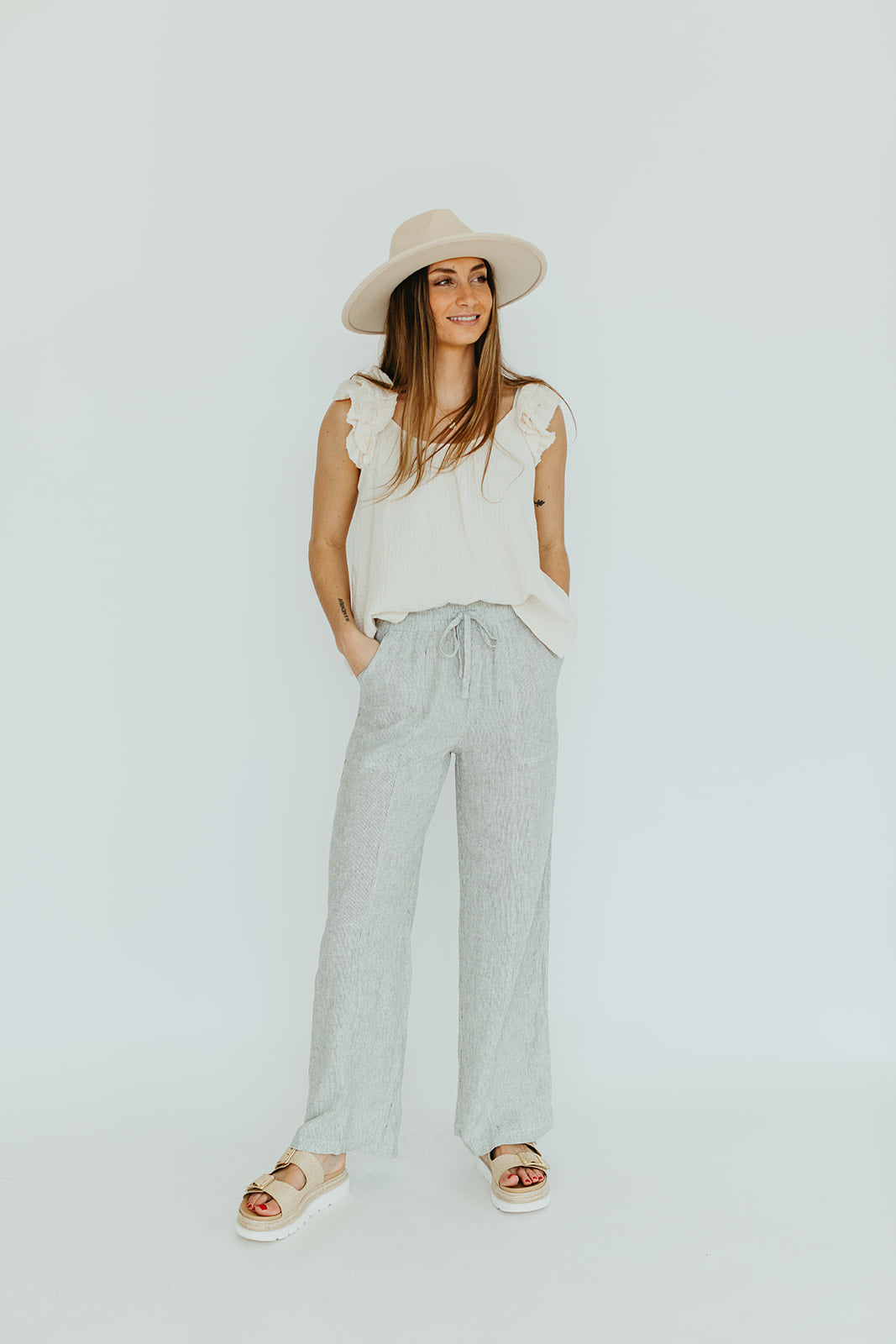 olive_ivory_striped_wide_leg_linen_pants_elastic_waist