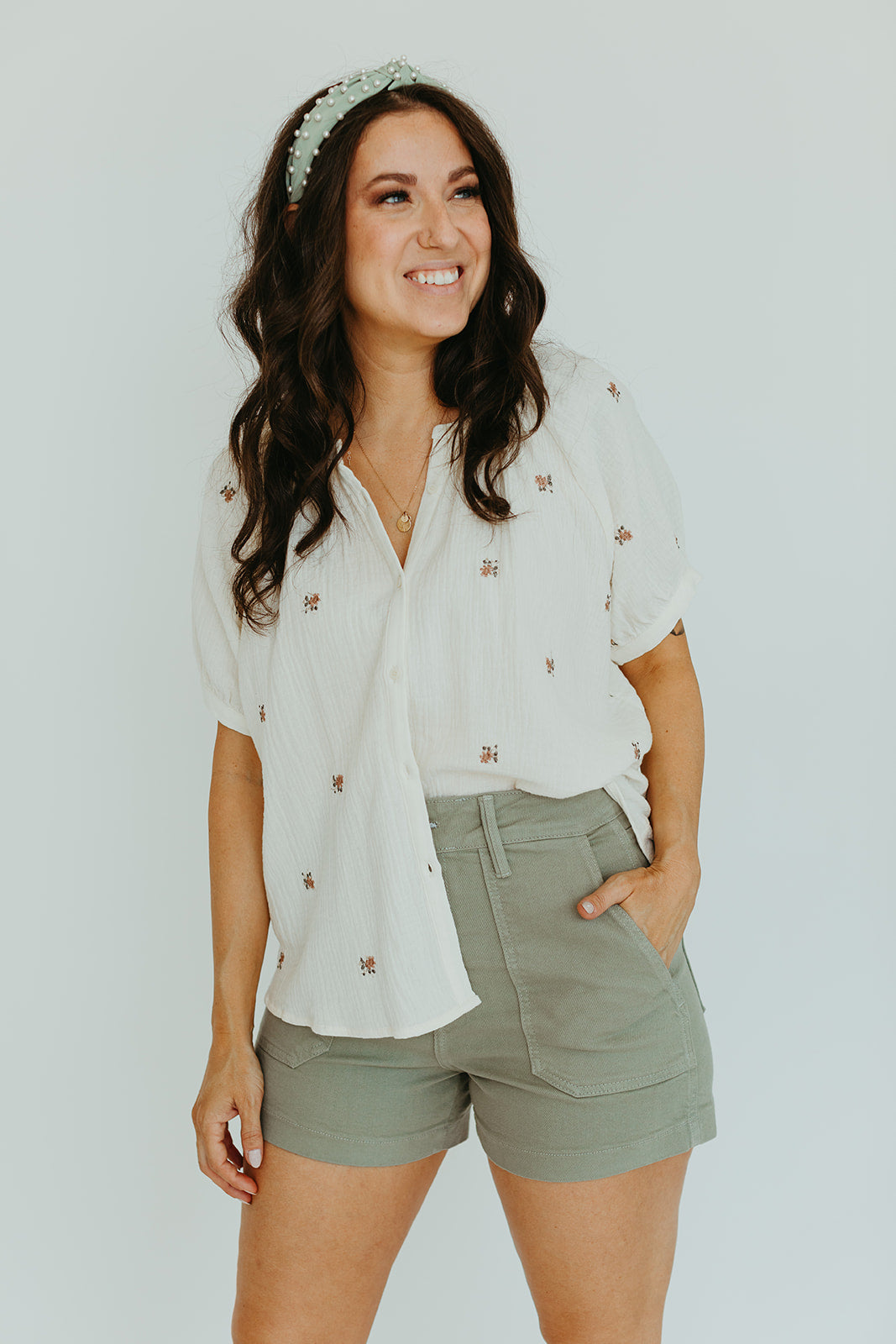 cream_floral_embroidered_short_sleeve_button_up_top