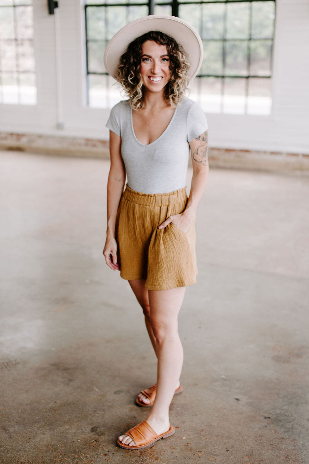 mustard_cotton_double_weave_high_rise_relaxed_shorts